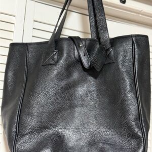 Ralph Lauren Black Pebbled Leather Tote